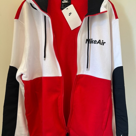 Nike Air full zip hoodie black red white block style Men’s size Medium - Picture 2 of 7
